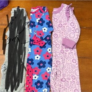 Floral and Patterned Kids Pajama Set - Blue and Pink